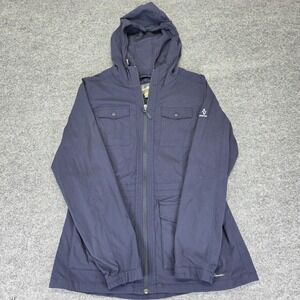 Eddie Bauer Travex WeatherEdge Jacket Womens Medium Navy Hooded Rain Parka Shell